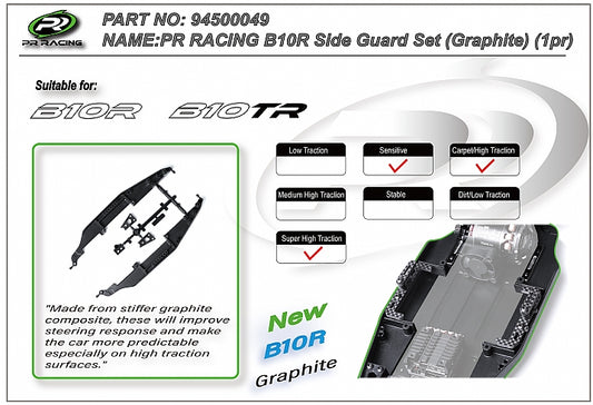PR RACING B10R Side Guard Set (Graphite) (1pr) - 94500049