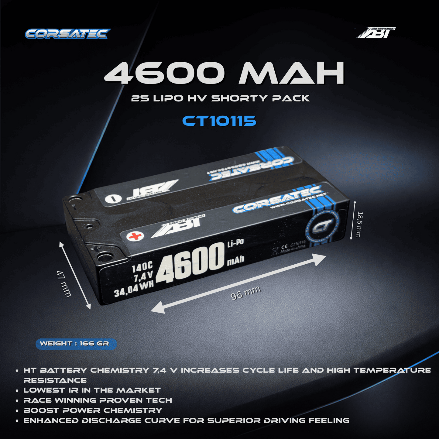 Corsatec ABT Line 4600mAh LiPo 2S LCG Shorty (18.5mm) (EFRA)