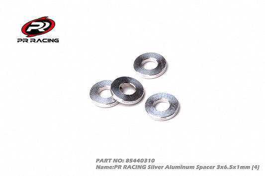 Silver Aluminum Spacer -3x6.5x1mm (4) - 85440310