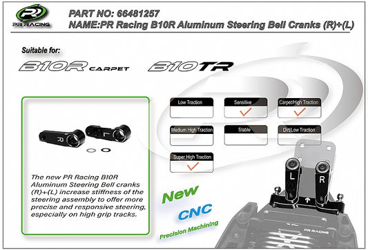 PR Racing B10R Aluminum Steering Bell Cranks (R)+(L) - 66481257