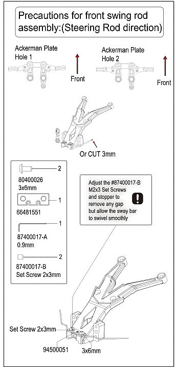 Team PR Racing S1 front Sway Bar set (0.8+0.9+1.0+1.2+1.3+1.4mm)+screw (6) - 66481557